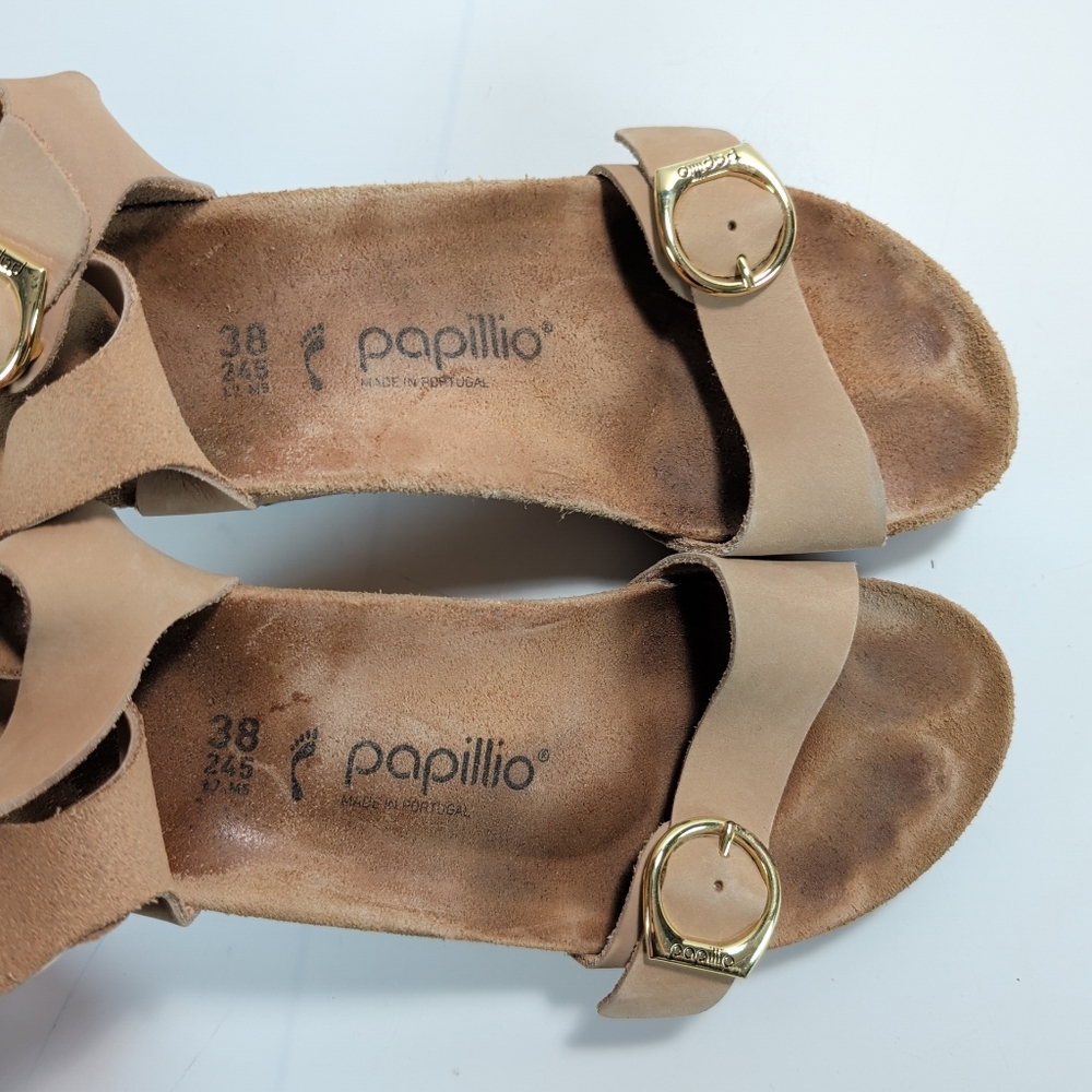 Birkenstock Papillio Soley Nubuck Leather Strappy Wedge Sandals - Sandcastle - Picture 11 of 11